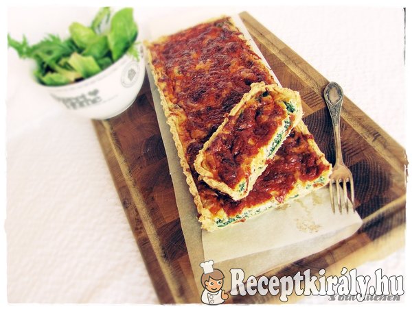 Spenótos, füstölt pisztrángos quiche